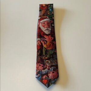Vintage Ralph Marlin “Santa Hog” Santa and Pig Christmas Holiday Tie 1992 90s